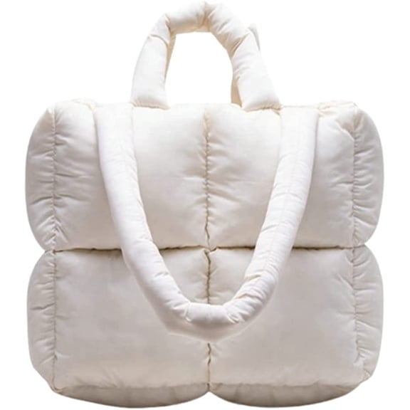 CoCopeaunt Fashion Puffer Down Tote Bag for Women Girls Chic Grid Shiny Shoulder Bag Top Handle Bag Medium