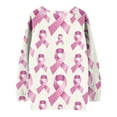 thumbnail image 4 of WREESH Breast Cancer Awareness Sweatshirt For Women Pink Ribbon Print Sweatshirts Casual Long Sleeve Crewneck Pullover Comfy Loose Lightweight Tee Tops Baby Pink, 4 of 5