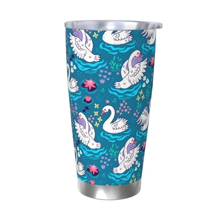 

Salouo Swan On The Pond Print 20oz Tumbler with Lid Stainless Steel Vacuum Insulated Tumbler Durable Insulated Coffee Mug Thermal Cup with Splash Proof Sliding Lid-Without Straw