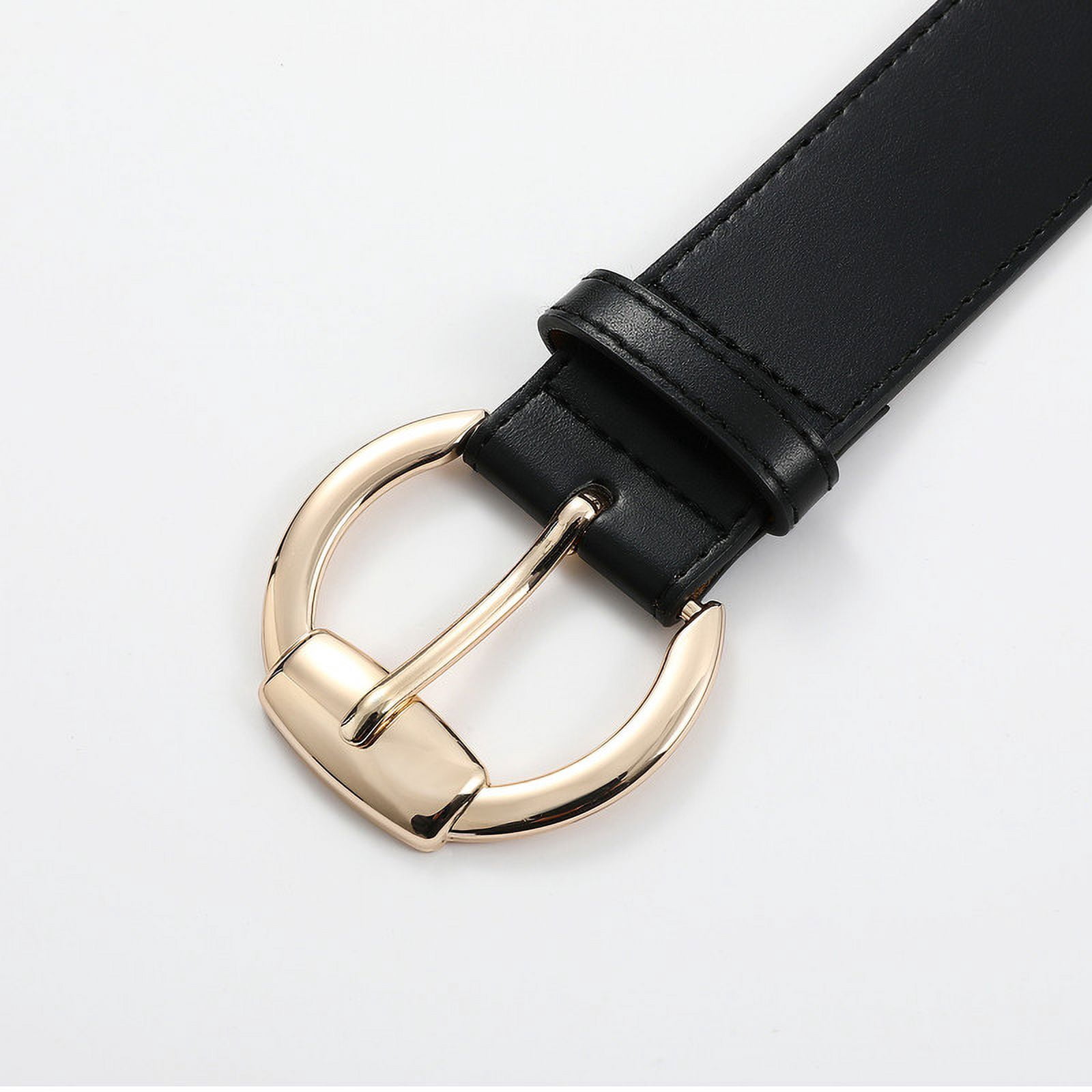 8543 Women\'s Black Leather Belt With Gold Buckle Hollow RISANTRY Women main image 4