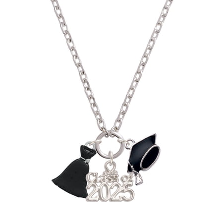 Delight Jewelry Black Dress - Silver-tone Class of 2025 Graduation Zoey Necklace, 28"