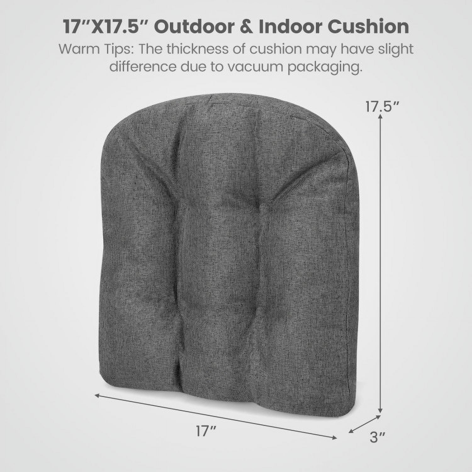 Aimee Lii 4 Pack 17.5 x 17 Inch U-Shaped Chair Pads with Polyester Cover, Outdoor Patio Furniture, Gray Aimee Lii 4 Pack 17.5 x 17 Inch U-Shaped Chair Pads with Polyester Cover, Outdoor Patio Furniture, Gray