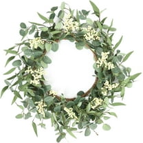 TETOU 20" Artificial Wreath, Eucalyptus Wreath, Spring Summer Wreath for Front Door Outside Farmhouse Decor Eucalyptus Wreath Window Hanging Wall Party Decorations