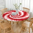 thumbnail image 3 of Red White Tie Dye Spiral Pattern Round Fitted Tablecloth with Elastic Edge,Dining Table Cover Waterproof,Outdoor Round Tablecloth for Camping,Dining,Indoor and Outdoor, 3 of 7