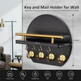 thumbnail image 3 of Key Holder for Wall - 9.8 Inch Apartment Wall Decor with Shelf and 8 Key Hooks, Circular Wood Key Hanger for Home Decor (Black with Golden Hooks), 3 of 7