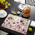 thumbnail image 3 of Pink Flowers Placemats Set of 12, Spring Watercolor Botanical Floral Beige Placemats for Dining Table, Place Mats for Kitchen Tabletop, Waterproof Wipeable Dining Table Mats Set, 3 of 9