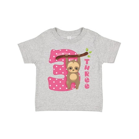 

Inktastic Pink Sloth 3rd Birthday Gift Toddler Toddler Girl T-Shirt