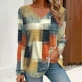 thumbnail image 4 of Long Sleeve Shirts For Women Loose V Neck Splicing T Shirt Top Womens Long Sleeve Tops, 4 of 6