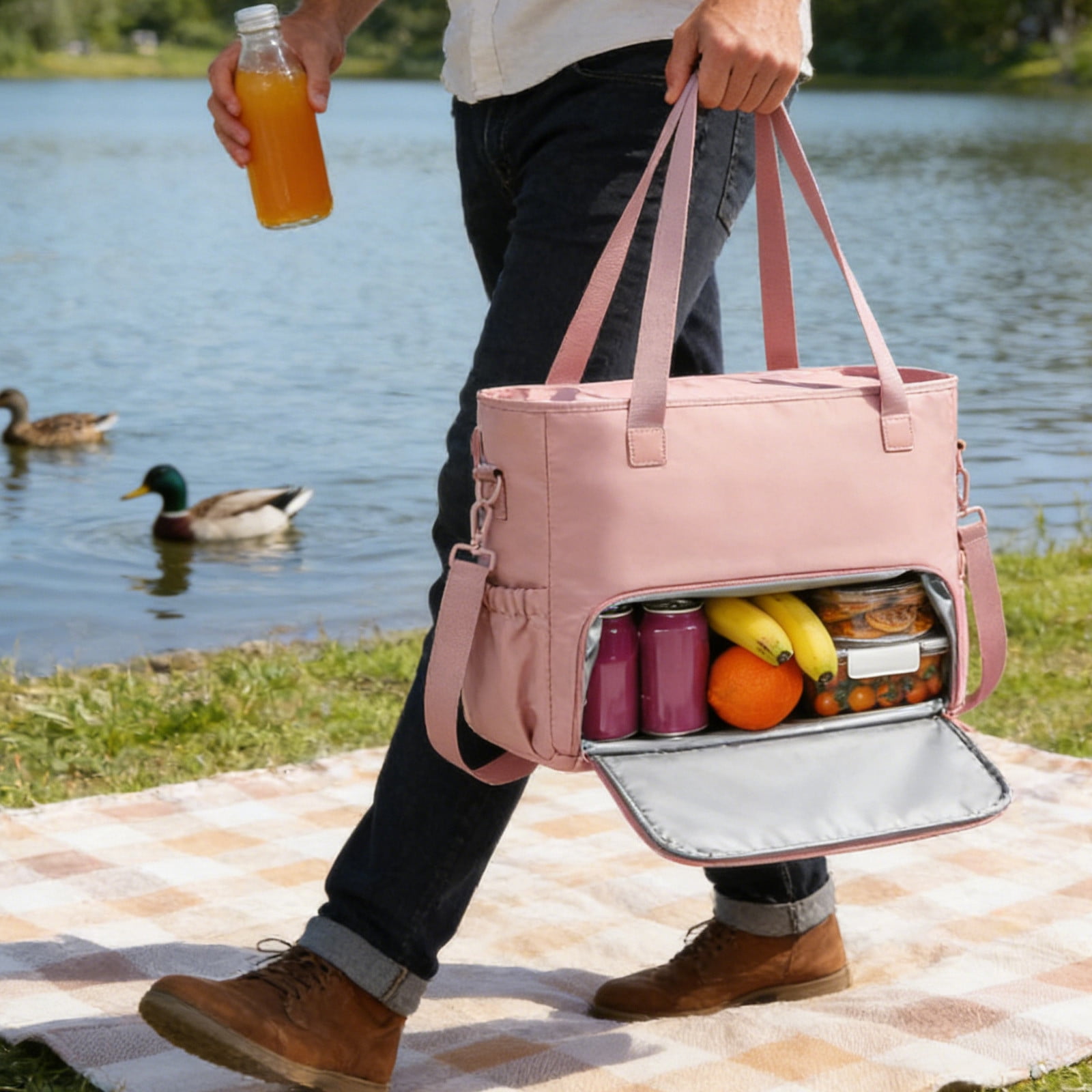 Insulated Lunch Bag for Women, 15.6 Inch Laptop Tote with Large Compartment, Waterproof Work Tote Bag with Side Pockets for Nurse, Teacher, Office, Commute, Professional Lunch Box Cooler Bag