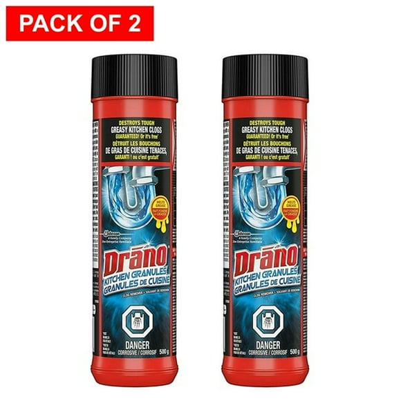 Drano Granulés de Cuisine Déboucheur 500g (Lot de 2)
