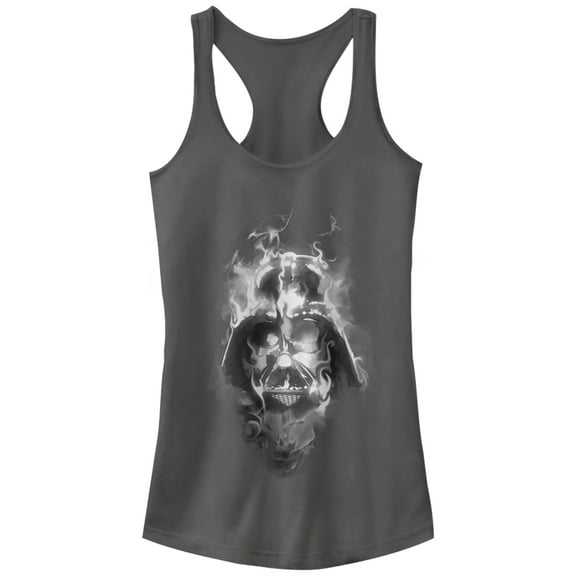 Junior's Star Wars Darth Vader Smoke Racerback Tank Top Charcoal Small