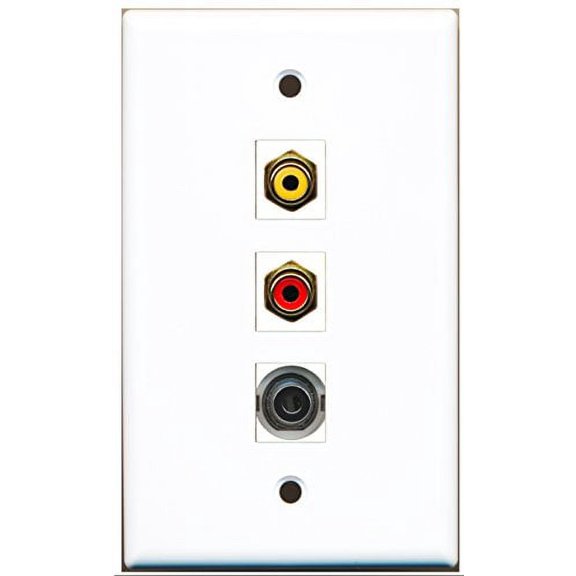 RiteAV - 1 Port RCA Red and 1 Port RCA Yellow and 1 Port 3.5mm Wall Plate