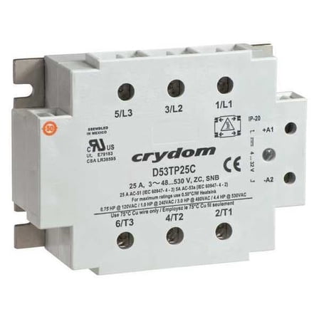 Crydom Solid State Relay, 3 Phase, Surface, SCR B53TP50CH