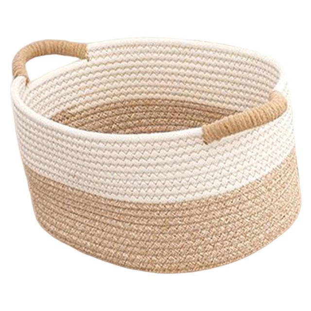 Cesta tejida de cuerda de tela para organizar juguetes, cesta decorativa suave con asas 33 cm x 24 cm x 18 cm