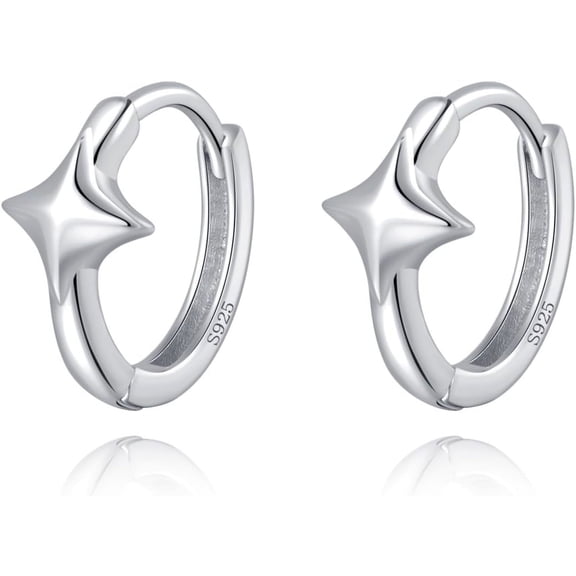 925 Sterling Silver Star Huggie Earrings for Women Star Hoop Earrings Hypoallergenic