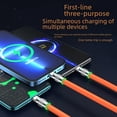 thumbnail image 3 of One-to-three zinc alloy mobile phone data cable super fast charging with lamp liquid silicone three-in-one charging cable, 3 of 7