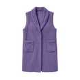 thumbnail image 5 of Kinrui Long Fuzzy Vests for Women Soft Cozy Sleeveless Sherpa Jacket Shawl Collar Open Front Fleece Cardigan Casual Lightweight Outerwear with Pockets Purple S, 5 of 7