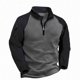 thumbnail image 1 of Ceisia Men's Regular-Fit Stand-Collar Half-Zip Color-Blocked Fleece Pullover Gift, 1 of 9