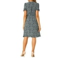 thumbnail image 3 of Allegra K Women's Casual Dresses Wrap V Neck Puff Sleeve Ruffle Hem Midi Floral Dress, 3 of 6