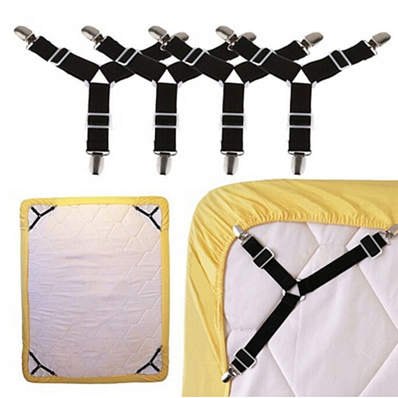 4PCS Triangle Bed Mattress Sheet Clips Grippers Straps Suspender Fastener Holder 