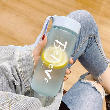 

Hesroicy 600ml Water Bottle Large Capacity Heat Resistant Plastic Creative Print Water Bottle Juice Cup for Home