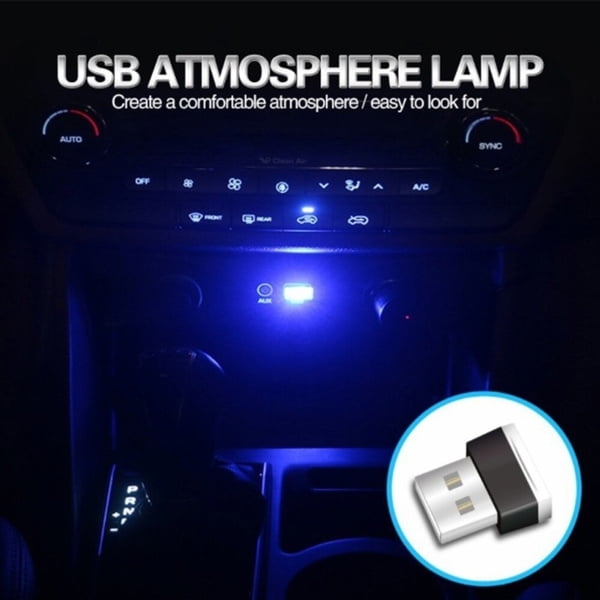 Mini USB Light LED Modeling Car Luz ambiental Neon Interior Light Car Jewelry,blue