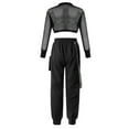 thumbnail image 4 of renvena Kids Girls Hip Hop Dance Clothes Mesh Hoodie Crop Tank Tops Leggings Modern Jazz Team Performance Costume Black 6, 4 of 7