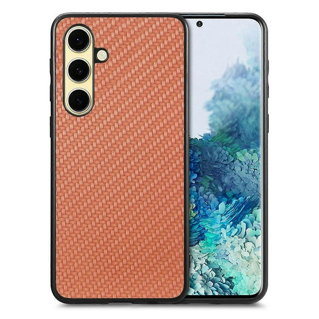 For Samsung Galaxy S25 Case Carbon Fiber Texture PU PC TPU Phone Back Cover - Green