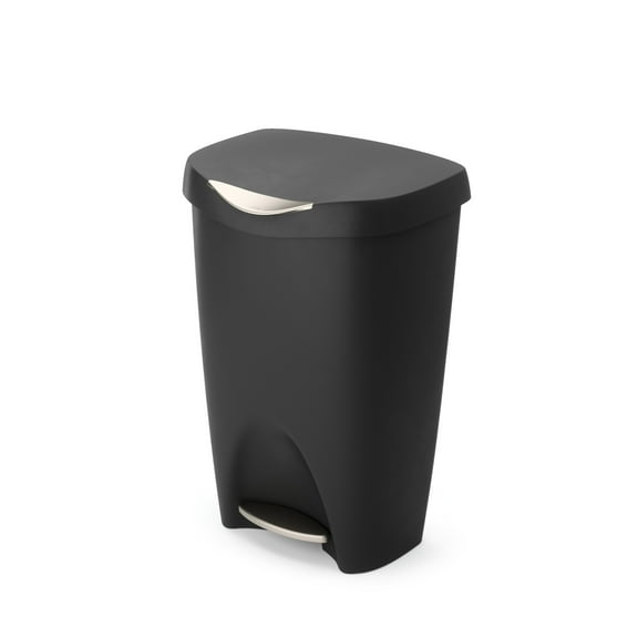 Umbra 13 gal Brim Plastic Step Soft Close Lid Kitchen Trash Can, Black