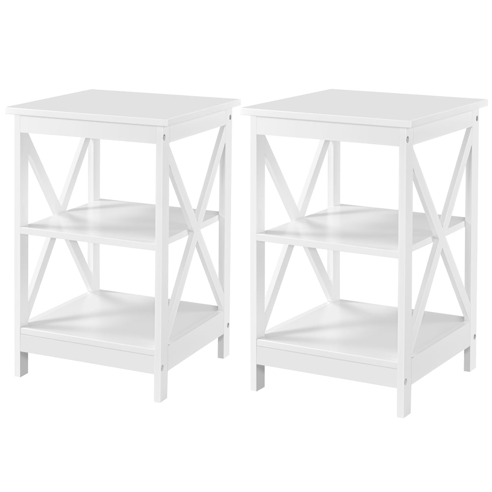 Topeakmart 2PCS X Frame Side Table High Quality 3 Tier Bedside End