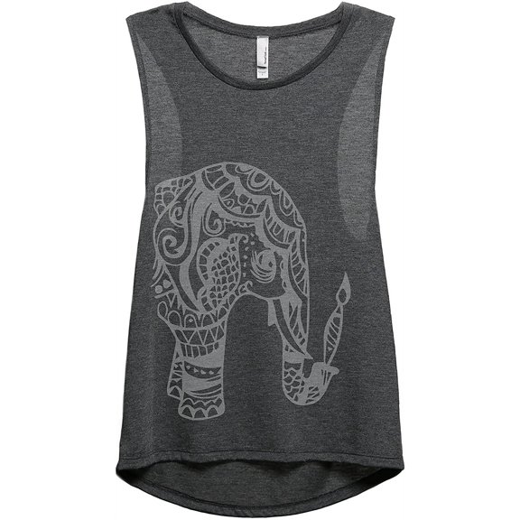 thread tank artisan elephant women's sleeveless muscle tank top charcoal 2x-large