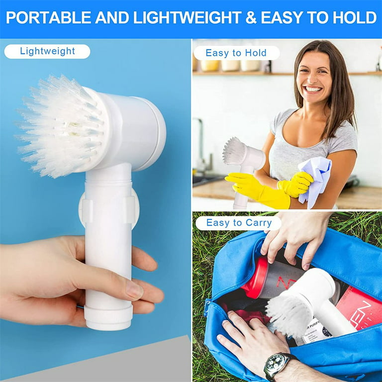 3 In 1 Electric Spin Scrubber Rechargeable Cleaning Brush Kitchen Hand-held Magic  Brush Cleaner for