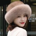 thumbnail image 2 of Kvinnor vinter varm hatt mjuk fluffig faux päls trimmade mössor - spot sales Svart, 2 of 5