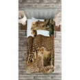 thumbnail image 3 of Ambesonne Wildlife Quilted Bedspread Set 2 Pcs, Savannah Animal Cheetahs, Twin Size, Black Tan, 3 of 3