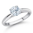 thumbnail image 2 of Gem Stone King 10K White Gold 5MM Cushion Cut White Zirconia Solitaire Engagement Ring for Women (0.71 Cttw, Gemstone, Available in Size 5, 6, 7, 8, 9), 2 of 4