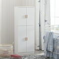 thumbnail image 2 of WIAWG Storage Cabinet with 4 Doors and 5 Shelves for Home White, 2 of 8