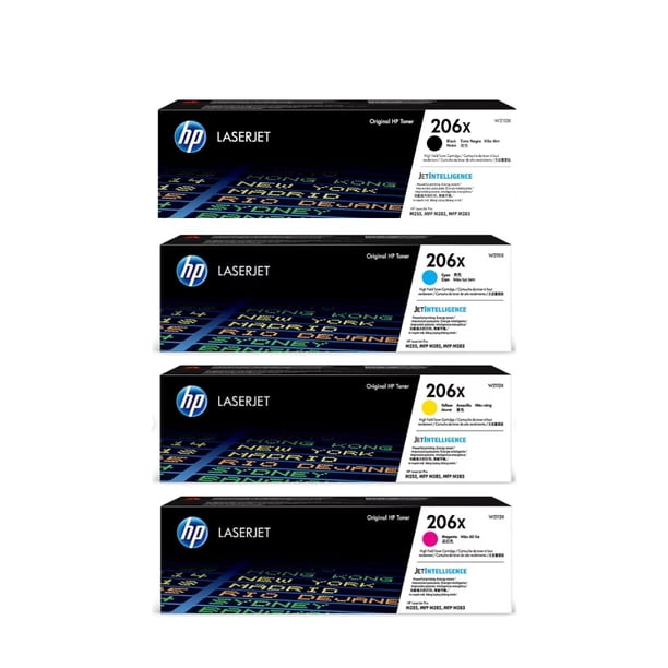 Cartucho de tóner HP 206X Color LaserJet Pro de alto rendimiento, paquete de 4