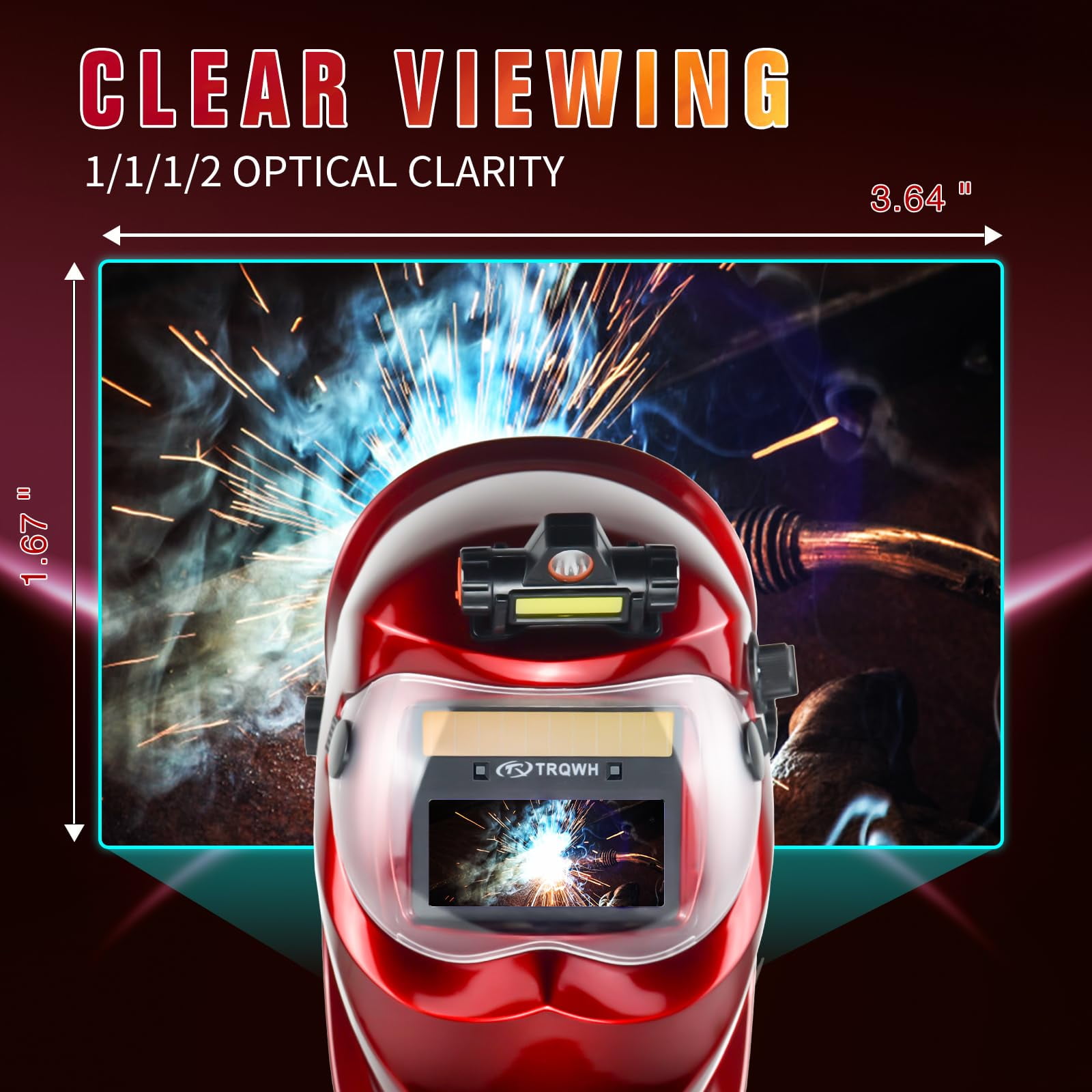 Auto Darkening Welding Helmet with Light Solar Powered True Color Welding Hood 2 Arc Sensor Wide Shade 9-13 Welding Mask with Extra Grinding Mode Weld Helmet