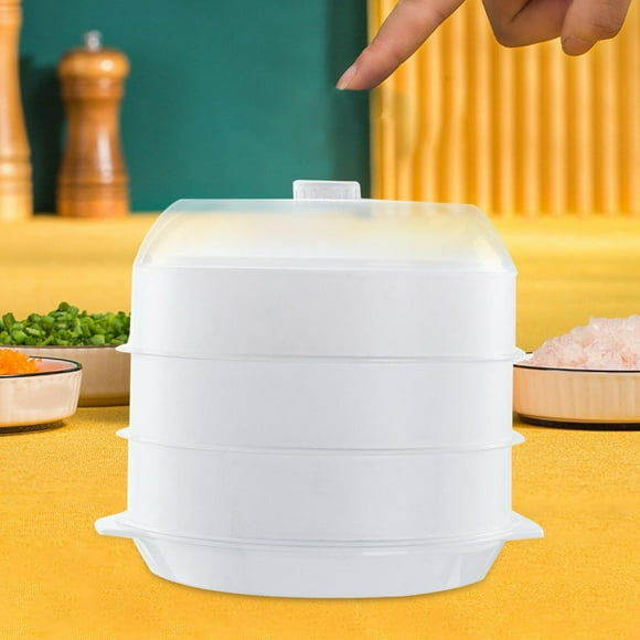 Vaporera redonda para utensilios de cocina de microondas, cocina rápida, tapa transparente para cocina , blanco de blanco de BLESIY Vaporizador de microondas