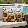 thumbnail image 4 of Sunflower Gray Check Outdoor Waterproof Pillow Covers, Farmhouse Flowers Butterfly Decorative Square Throw Pillowcase Sofa Cushion Sham for Patio/Couch/Chair, 18"x18" 2 Pack, 4 of 8