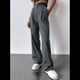 thumbnail image 5 of Pantalones de Traje de Pierna para Mujer, Pantalones Largos Informales de Negocios con Cintura Holgada y Corte Holgado Gris Oscuro L, 5 of 8