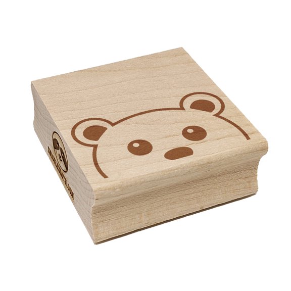 Peeking Bear Square Rubber Stamp Stamping Scrapbooking Crafting - Small 1.25in