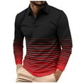 thumbnail image 2 of Tawop Men's & Big Men's Polo Shirts Printed Buttons Long Sleeve Gradient Tshirts ,4XL, 2 of 7