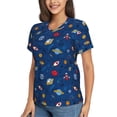 thumbnail image 2 of Vsdgher Space Women Shirts V Neck Short Sleeve Tops T-Shirt Basic Tees, S to 3XLLarge, 2 of 5