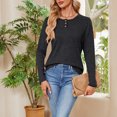 thumbnail image 2 of Aboser Cotton T Shirts for Women Long Sleeve Henley Shirt Dressy Casual Button Up Tops Comfy Moisture Wicking Layers Solid Color Crewneck Blouses, 2 of 8