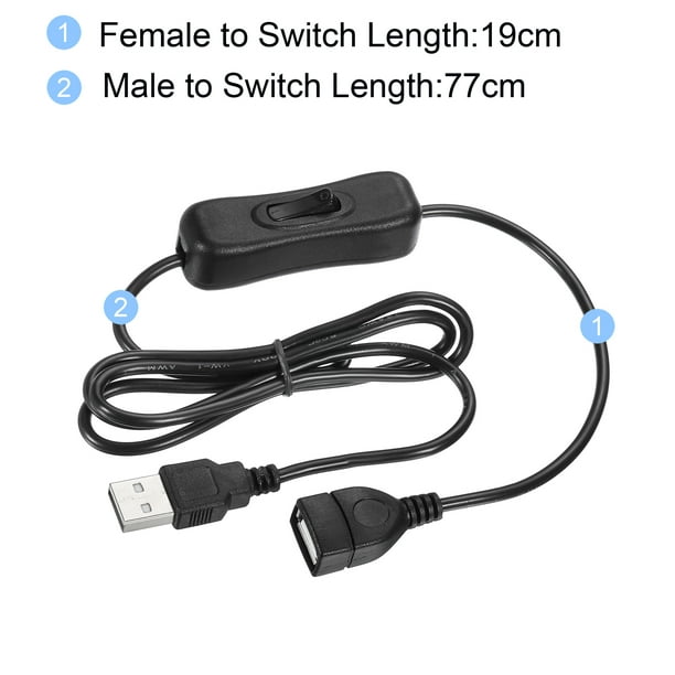 Câble USB avec interrupteur marche-arrêt, rallonge USB pour