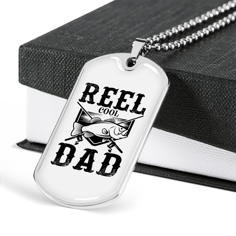 Fishing Dad Necklace, Reel Cool Dad Vintage Fishing Dad Dog Tag Pendant  Necklace