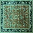 thumbnail image 1 of Ahgly Company Indoor Square Oriental Turquoise Blue Industrial Area Rugs, 7' Square, 1 of 4