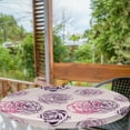 thumbnail image 2 of Ambesonne Floral Fitted Round Tablecloth, Minimalist Dots Rose Pattern, 45"- 56" Diameter, Dark Purple Grey Pink, 2 of 5