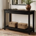 thumbnail image 5 of Finmind 41.3" Solid Wood Console Table, Farmhouse Entryway Table with Storage Shelf, Sofa Console Behind the Couch for Living Room, Hallway, Black, 5 of 8